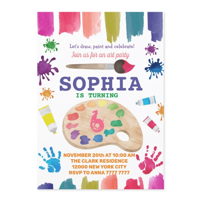 Art Party Dress For A Mess Painting Birthday Invitation