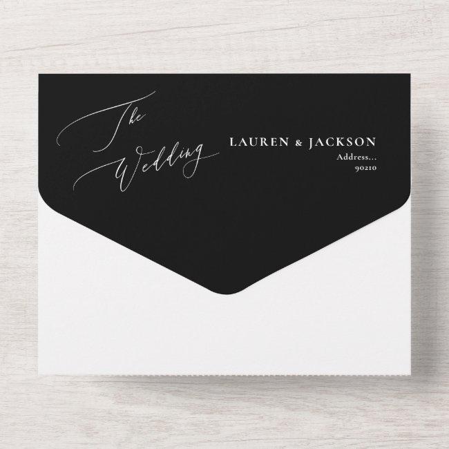 Artsapp Elegant Calligraphy Black White Wedding All In One Invitation