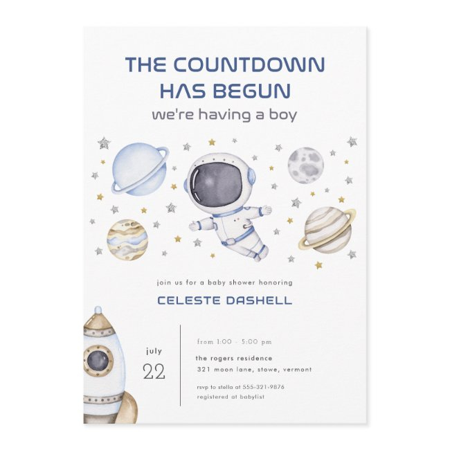 Astronaut Space Baby Shower Invitation