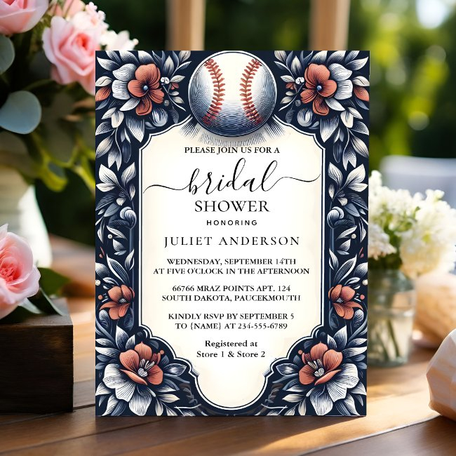 At Champion Team Ball Field Baseball Bridal Shower Invitation