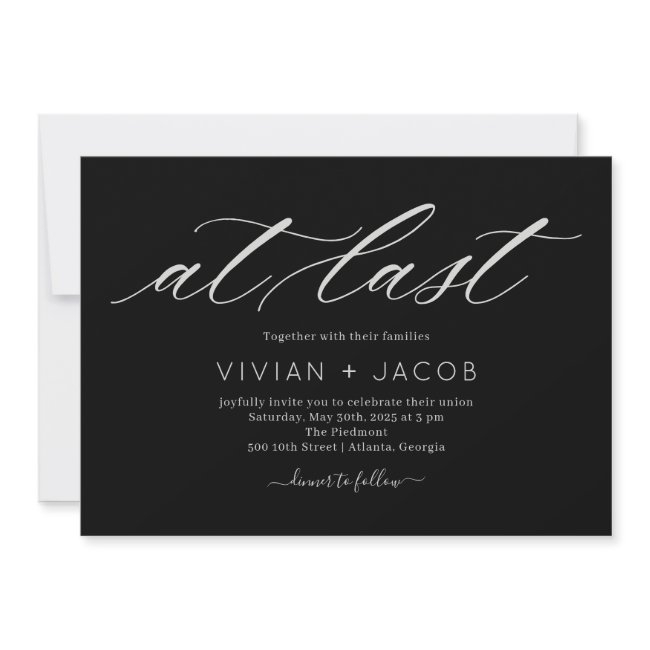 At Last Editable Color Modern Wedding Invitation