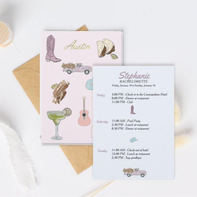 Austin Texas Bachelorette Itinerary Invitation