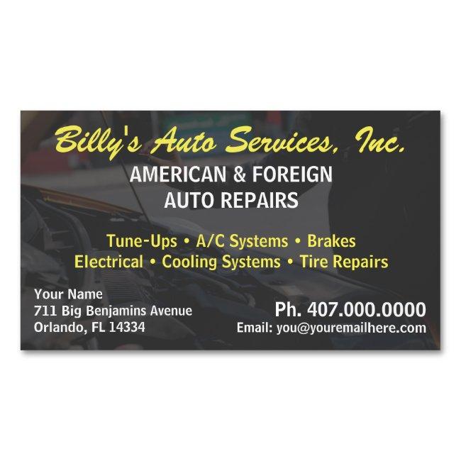 Automobile Car Repair Mechanic Template Business Invitations Magnet