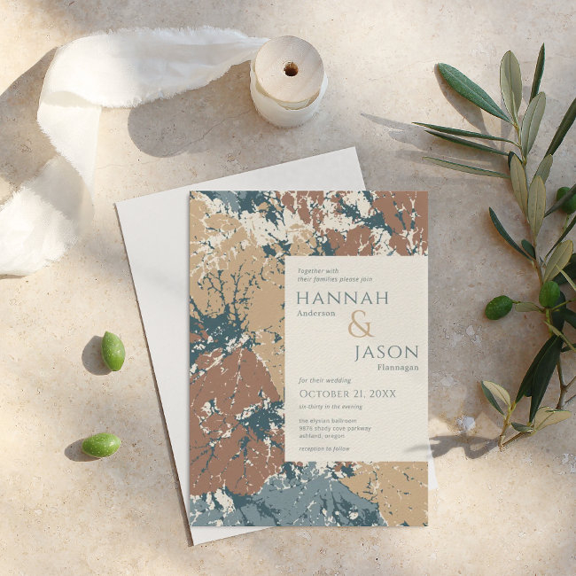 Autumn Colors Organic Leaves Abstract Invitation