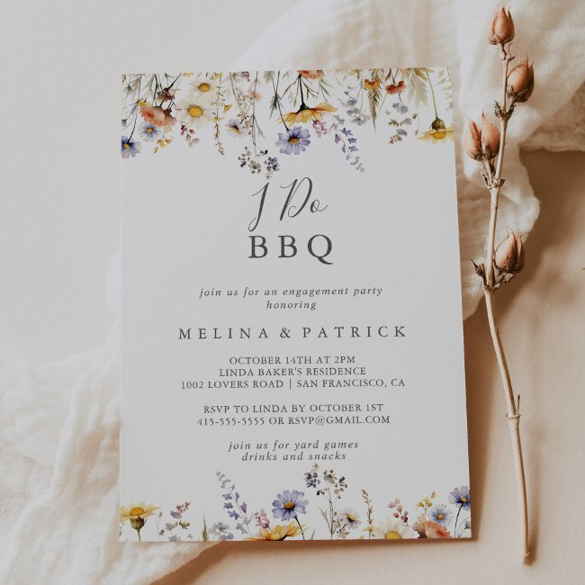 Autumn Wildflower I Do Bbq Engagement Party Invitation