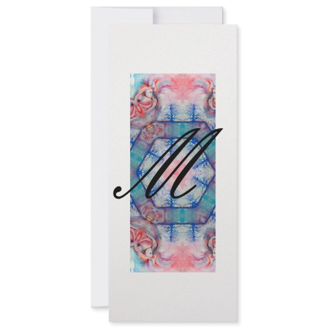 Avalon Abstract Monogram Soft Pink Blue Ice White Invitation