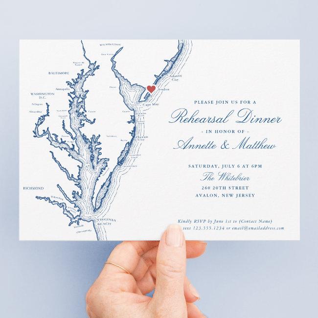 Avalon Nj Elegant Wedding Rehearsal Dinner Invitation