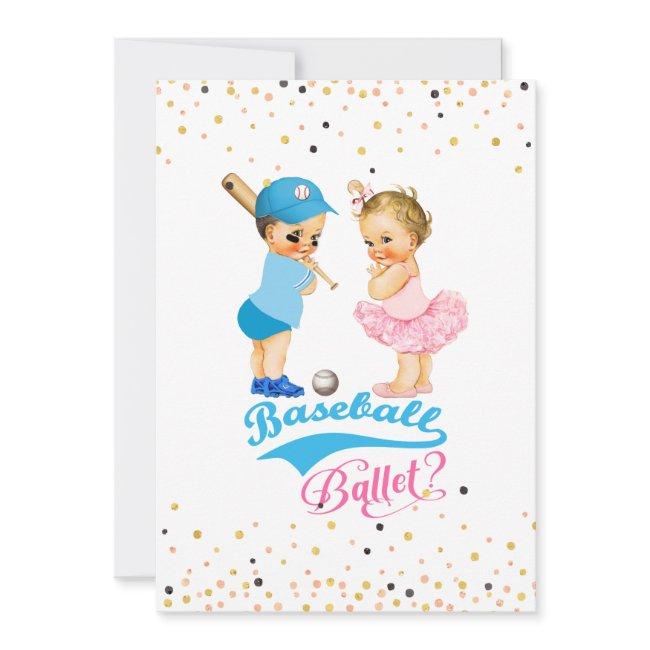 Babies Baseball Or Ballet Gender Reveal Invitation