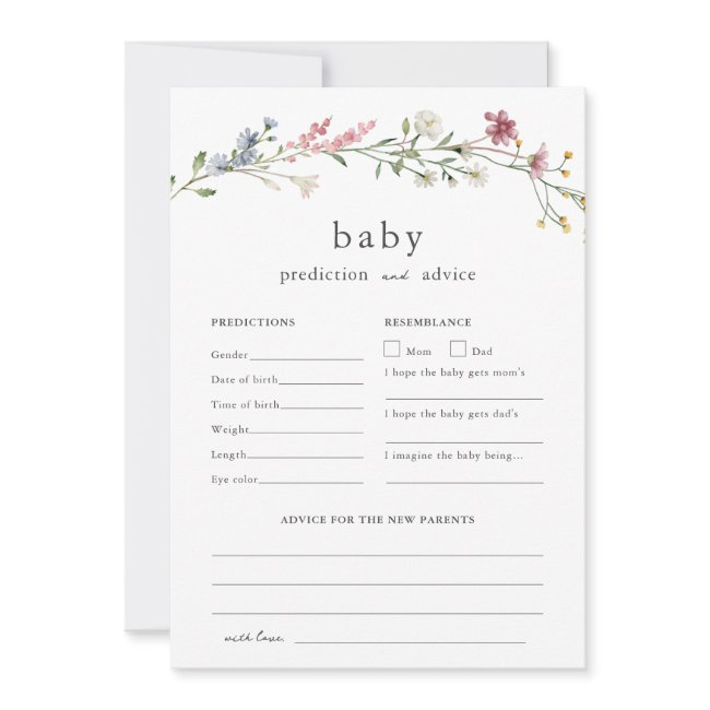 Baby Advice And Predictions Baby Shower Wildflower Invitation