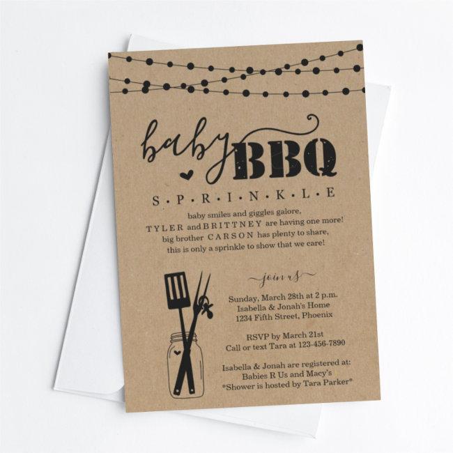 Baby Bbq - Baby Sprinkle Baby Q Babyq Barbeque Invitation