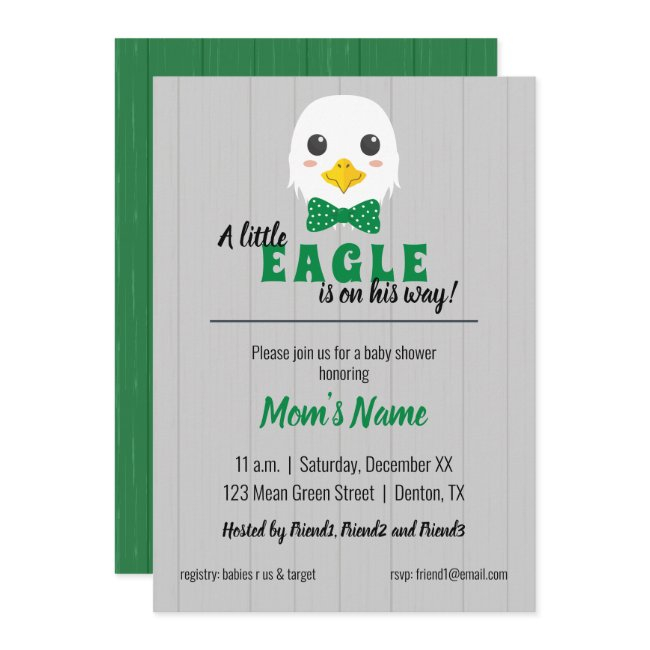 Baby Boy Eagle Green Baby Shower Invitation