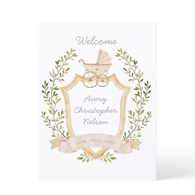 Baby Carriage Crest | Neutral Hospital Sign Announcement