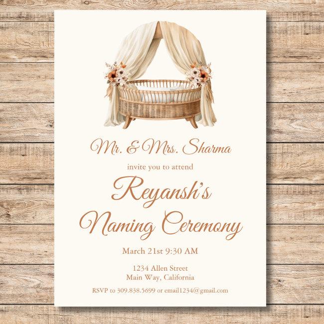 Baby Girl Or Boy Cradle Naming Ceremony Invitation