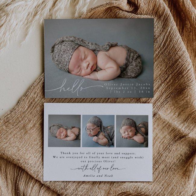 Baby Photo Modern Birth Announcement Invitations