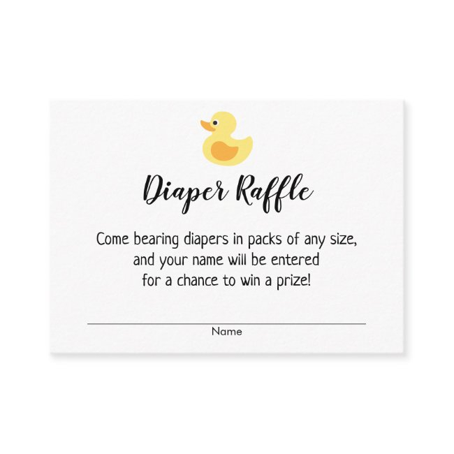 Baby Shower Diaper Raffle Tickets With Rubber Duck Enclosure Invitations