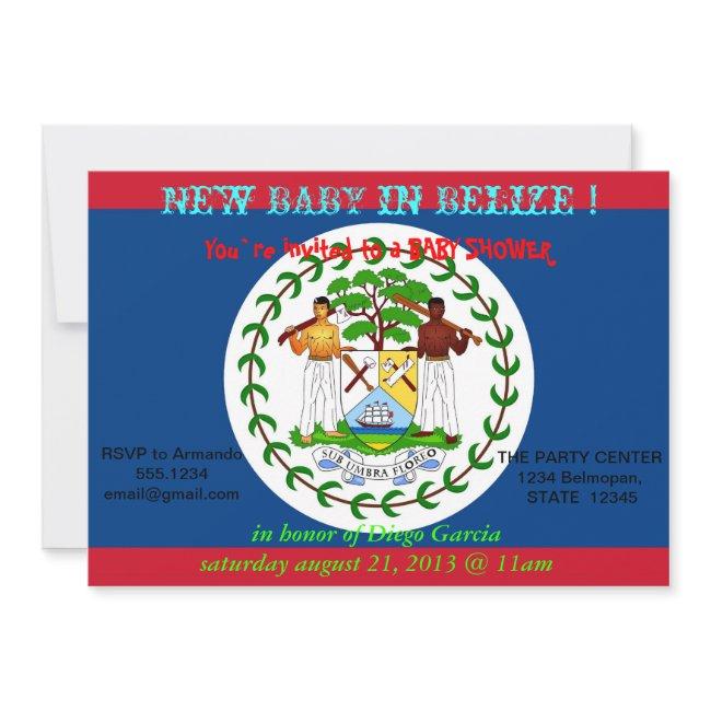 Baby Shower Invitation With Flag Of Belize
