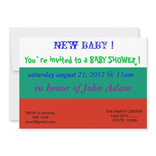 Baby Shower Invitation With Flag Of Bulgaria