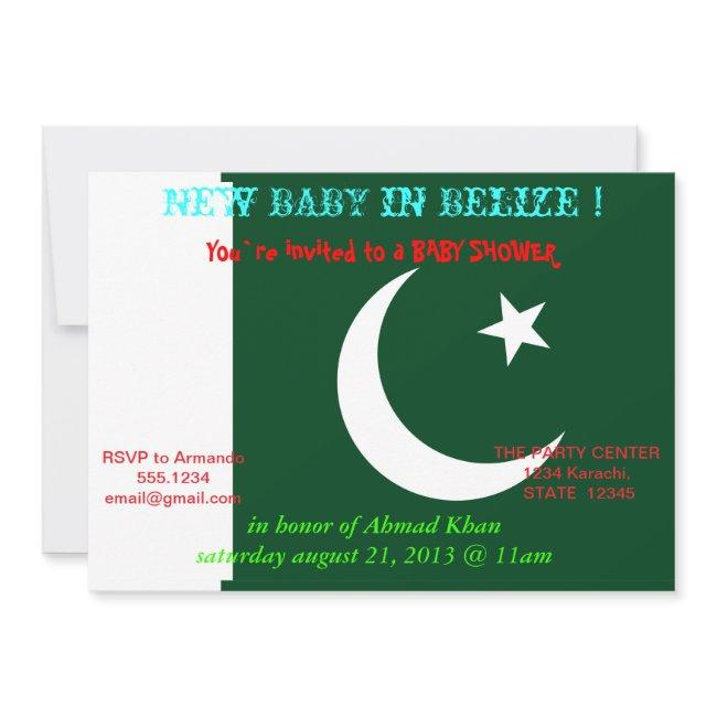 Baby Shower Invitation With Flag Of Pakistan