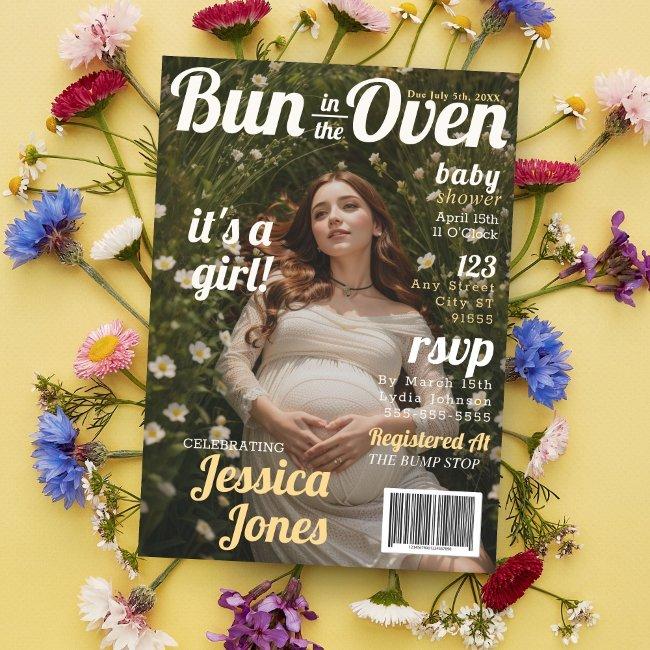 Baby Shower Maternity Magazine Cover Invitation