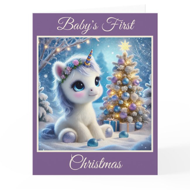 Baby Unicorn's First Christmas Invitations