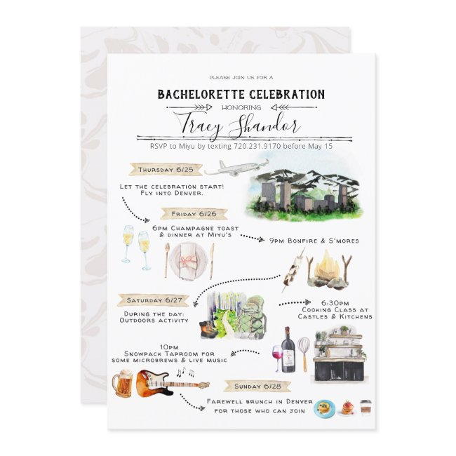 Bachelorette Weekend Itinerary | Denver, Colorado Invitation