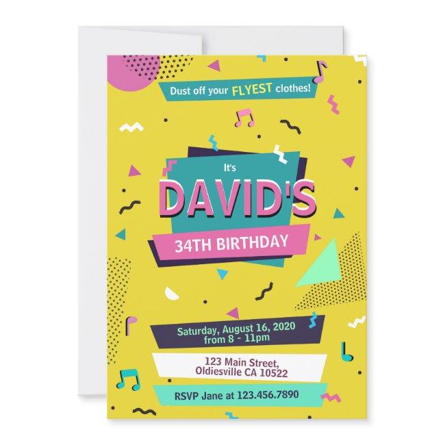 Back To 90s Memphis Style Birthday Invite