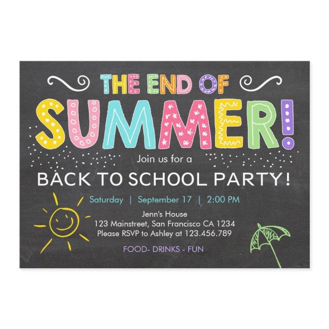 Back To School End Of Summer Party Invitation