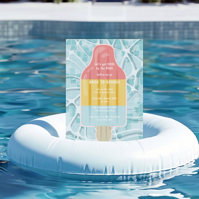 Back To School Pool Party Invitation