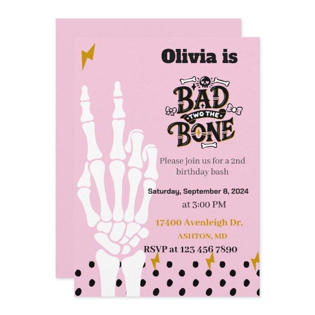 Bad Two The Bone Second Birthday Invitation