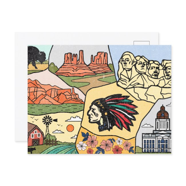 Badlands Mt Rushmore Black Hills South Dakota Map Postinvitations