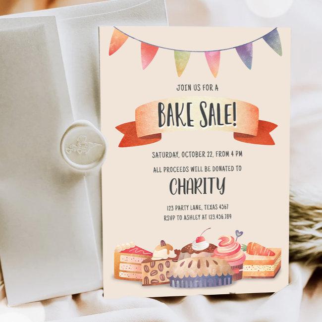 Bake Sale Fundraiser Party Church School Festival Invitation