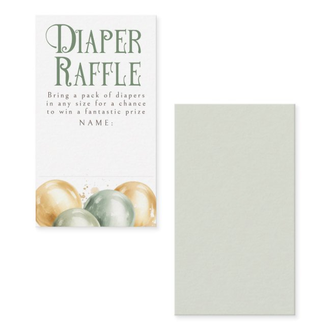 Balloons Green Diaper Raffle Baby Shower Tickets Enclosure Invitations