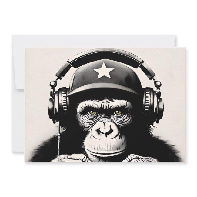 Banksy Dj Monkey Gorilla Chimp Art Print Invitation