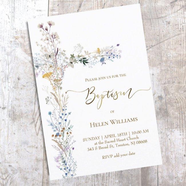 Baptism Floral Cross Invitation