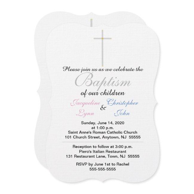 Baptism Pink Blue Twins Invitations