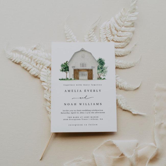 Barn Wedding Invitation, Rustic Farmhouse Wedding Invitation