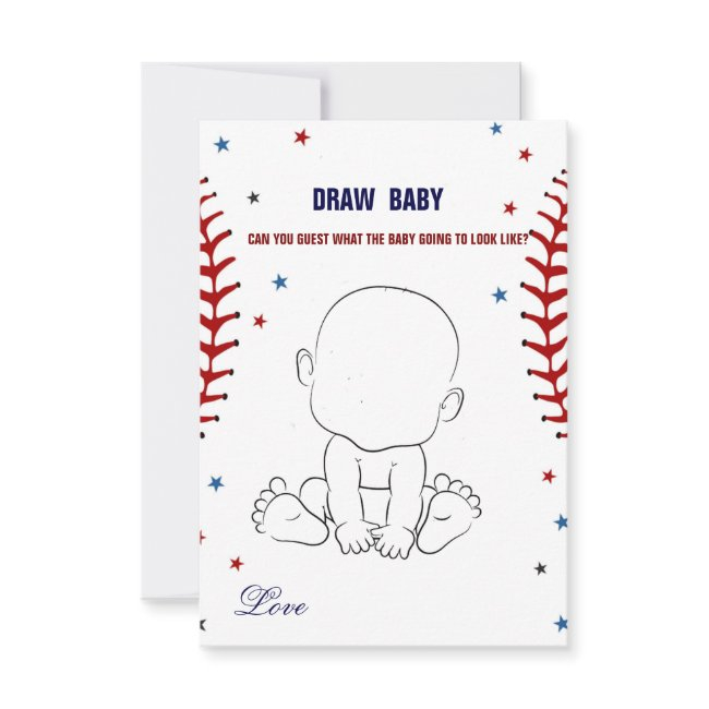 Baseball Draw Baby Baby Shower Game Invitations