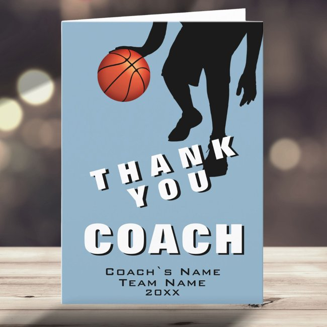Basketball Ball Player Basketball Coach Thank You Invitations