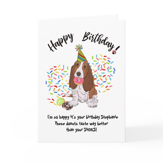 Basset Hound Dog Donuts Birthday Invitations
