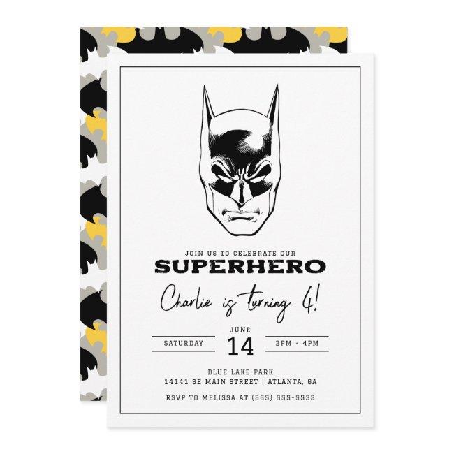 Batman Head Super Hero Boys Birthday Invitation
