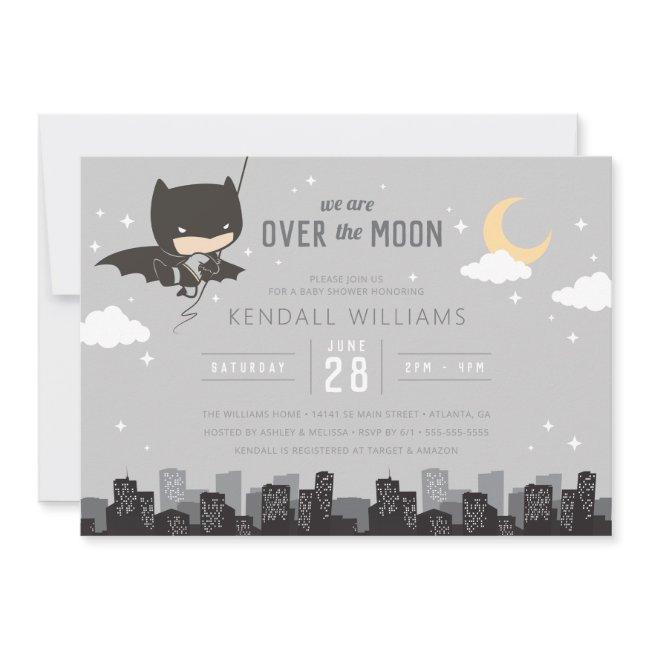 Batman | We Are Over The Moon Boy Baby Shower Invitation