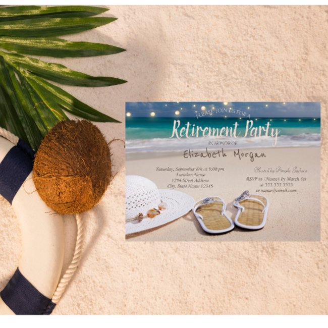 Beach,flip Flops Retirement Party Invitation