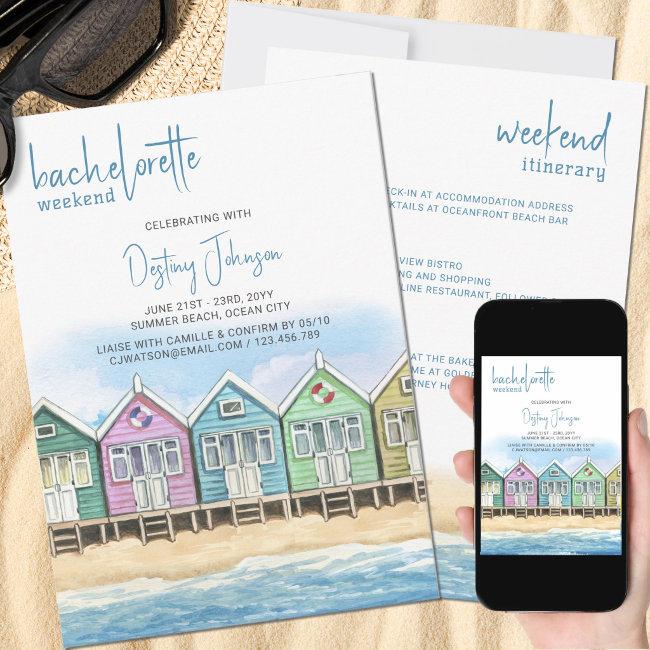 Beach Huts Bachelorette Weekend Itinerary Invitation