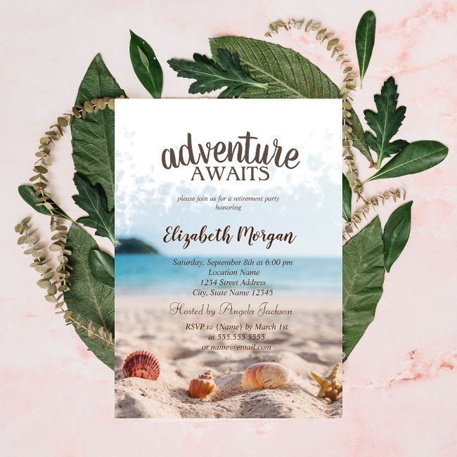 Beach,sand,seashells Retirement Party Invitation