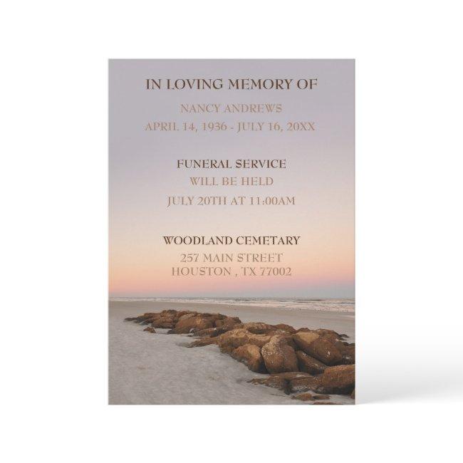 Beach Sunset Funeral Death Bereavement Invitation