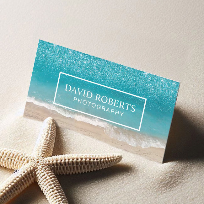 Beach Theme Photography Modern Photographer Business Invitations