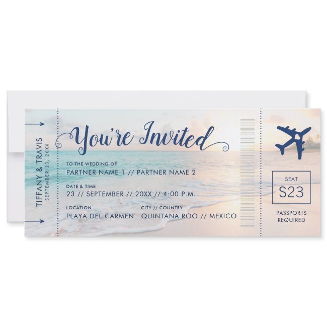 Beach Wedding Boarding Pass All-in-one Invitation