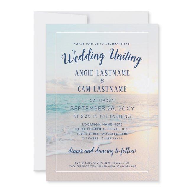 Beach Wedding Sunset Sunrise Sandy Ocean Invitation