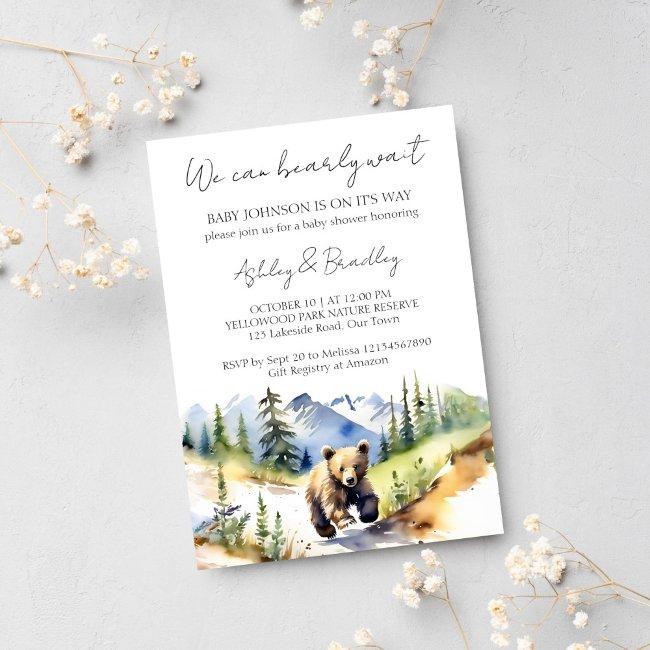 Bearly Wait Bear Cub Adventure Awaits Baby Shower Invitation