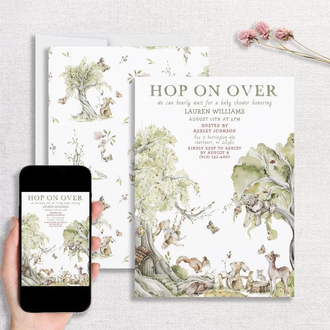 Bearly Wait Hop On Over Woodland Baby Shower Invitation